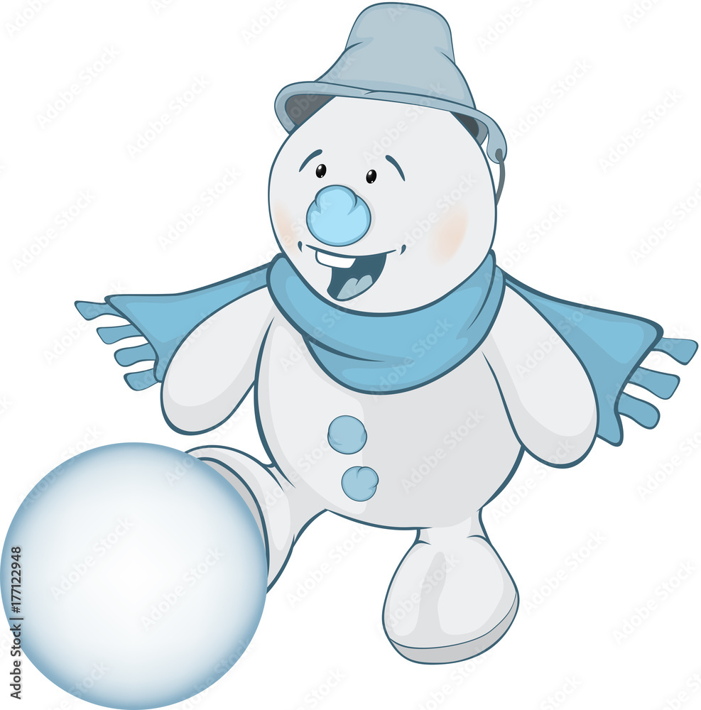 Illustration of Cute Snowman. Cartoon Character Illustration of Cute Snowman. Cartoon Character
