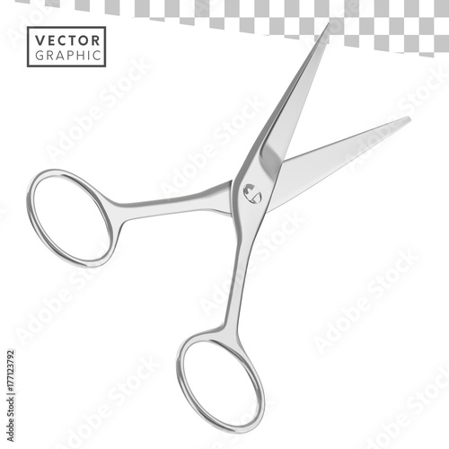 Vector Metallic Scissors isolated on white background.