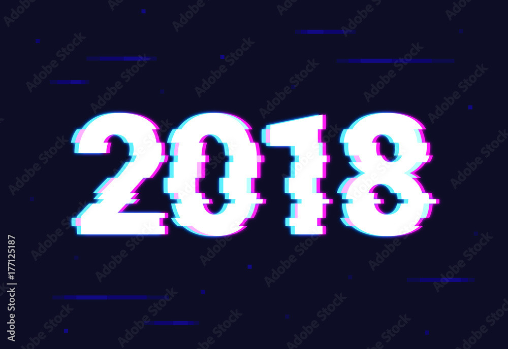 New Year 2018 text glitch effect. Vector numbers for your designs New Year 2018 text glitch effect. Vector numbers for your designs