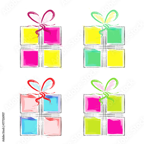 set of four colorful gift boxes vector 