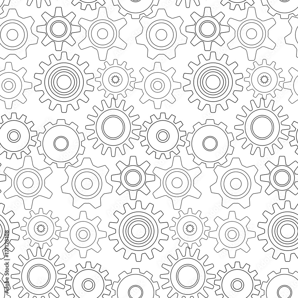 A Mechanical Vector Background with Gears and Cogs. Vector tecnology seamless pattern.