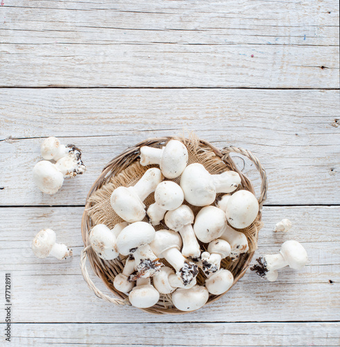 Champignon Mushrooms on a table