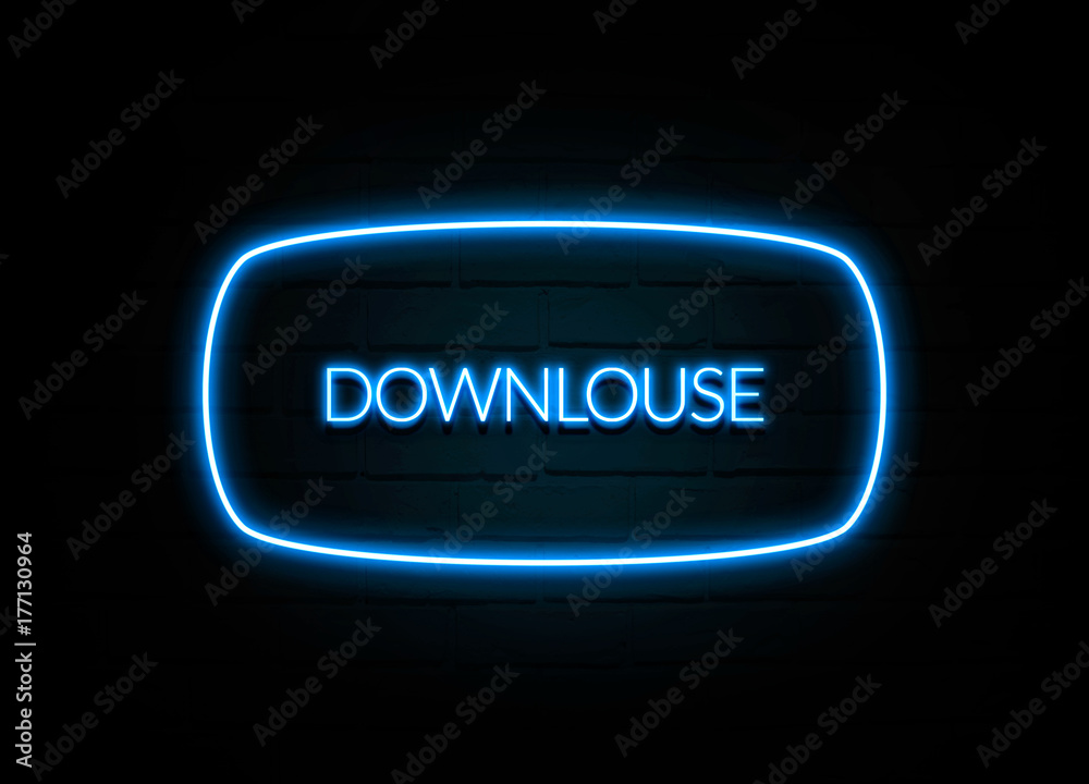 Downlouse - colorful Neon Sign on brickwall Downlouse - colorful Neon Sign on brickwall