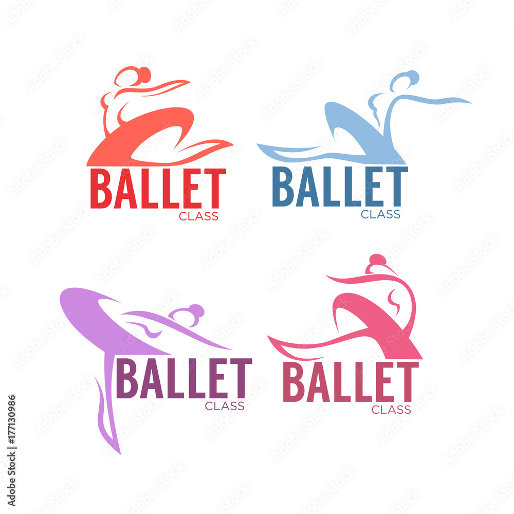 Fototapeta premium silhouette of beauty ballet dancer, vector logo templates collection