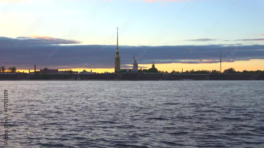Peter and Paul fortress against the background of the may twilight. Saint Petersburg