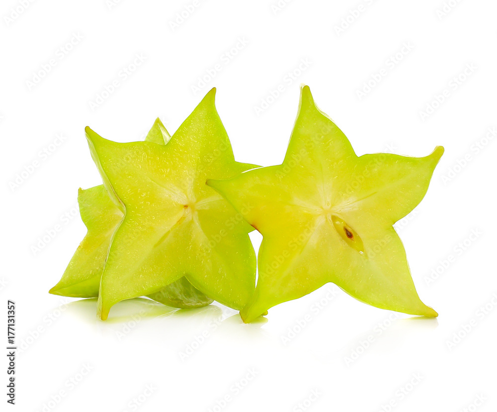 Carambola fruit slices isolated on white background Carambola fruit slices isolated on white background