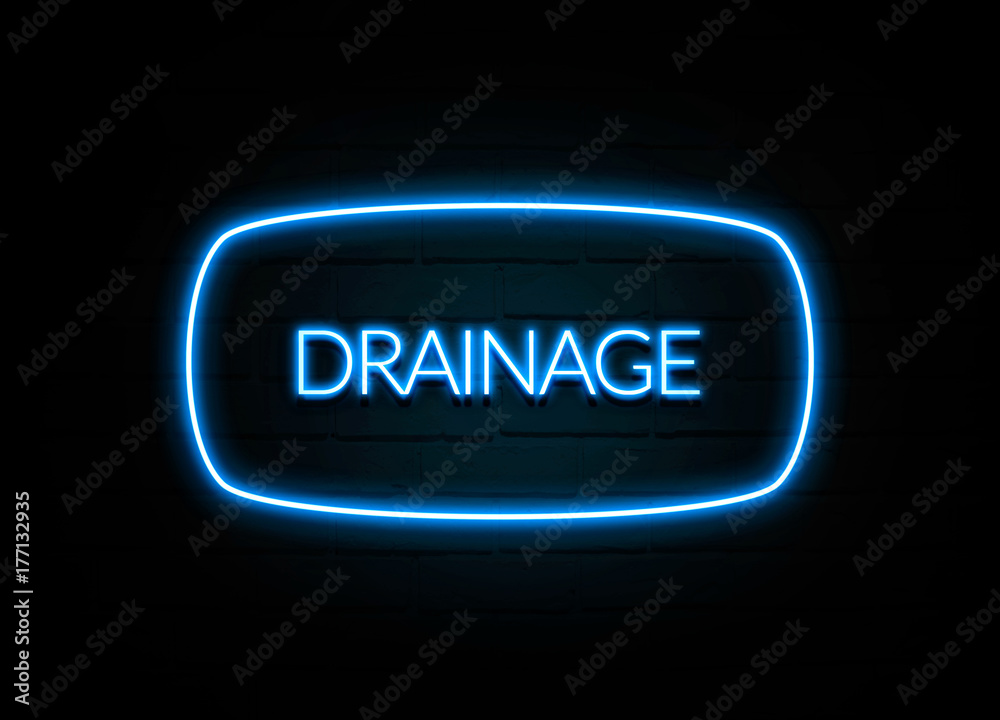 Drainage  - colorful Neon Sign on brickwall