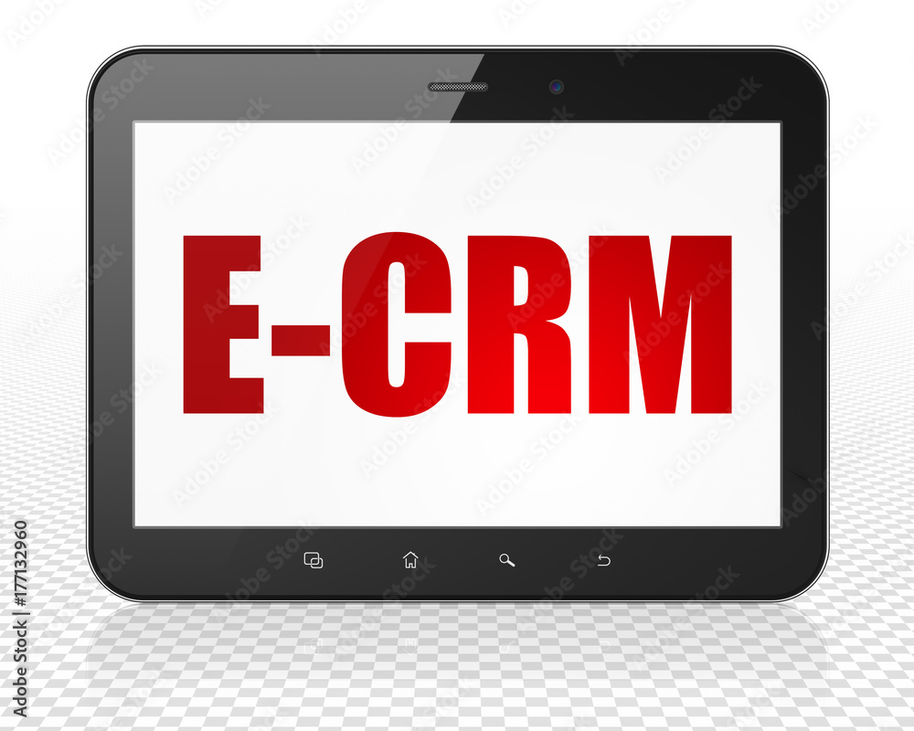 Business concept: Tablet Pc Computer with E-CRM on display Business concept: Tablet Pc Computer with E-CRM on display