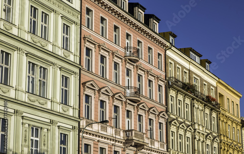 Multi coloured buildings in Prague, Czech republic