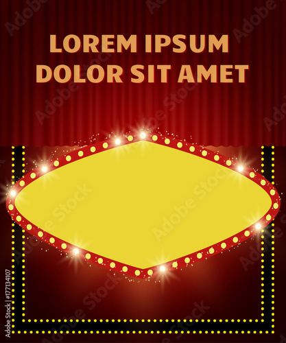  Poster Template with retro shine banner. Design for presentation, concert, show