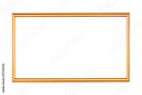 Rectangle antique gold frame isolated on the white background.Rectangle gold frame isolated.Golden frame isolated