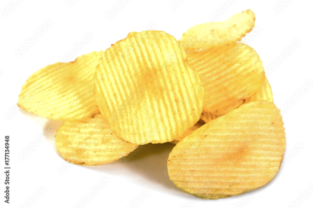 potato chips isolated on white background potato chips isolated on white background