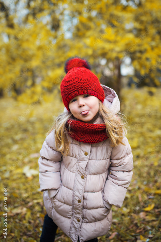 cute five year old girl red hat stick out tongue cute five year old girl red hat stick out tongue