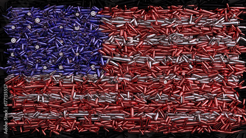 Фотография Red White and Blue USA American Flag Formed out of Bullets Ammunition Stars and