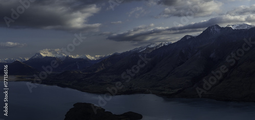 A panorama of the Sourthern Alps of New Zealand photo