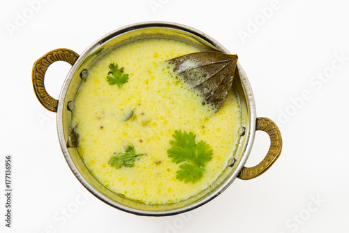 Tradtional Rajsthani food Kadi or curd curry with kadi patta photo