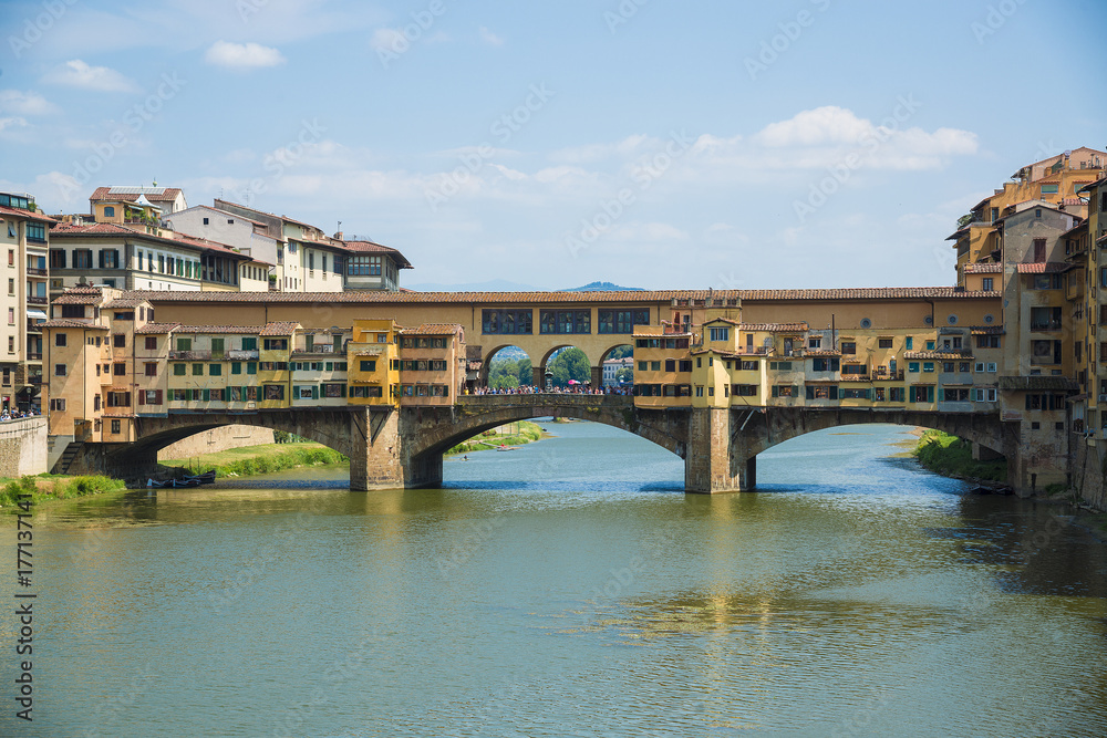Famous Ponte Vecchio bridge over the Arno river in Florence, Italy