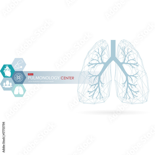 Medical care background with human heart and lungs. Medical clinic logo.