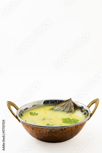 Tradtional Rajsthani food Kadi or curd curry with kadi patta photo