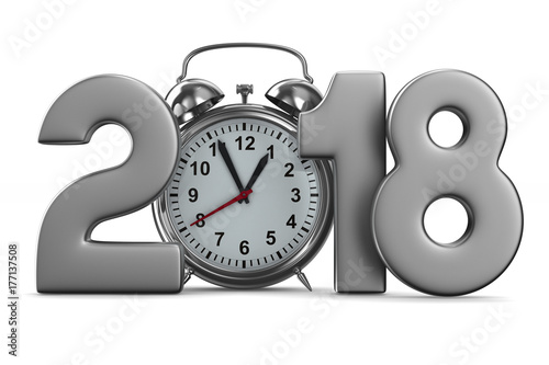 2018 year and alarm clock o...