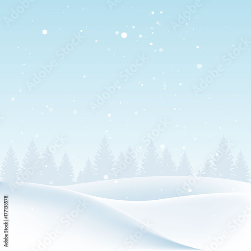 Christmas landscape with snow and trees. Vector illustration © rosewind