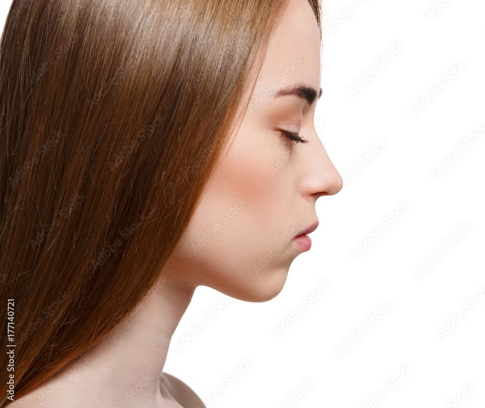 Beautiful girl with portrait isolated on white, crop Beautiful girl with portrait isolated on white, crop