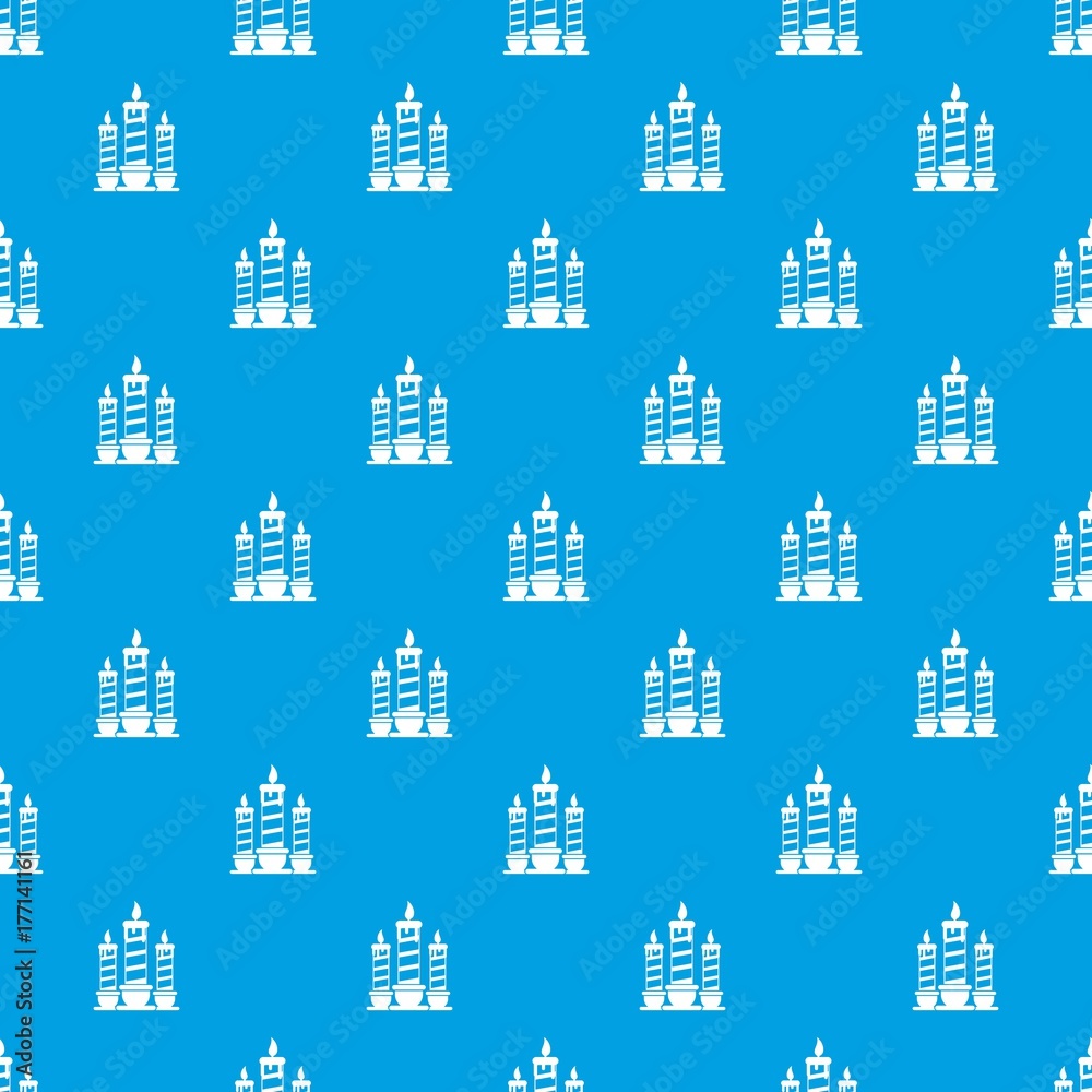 Festive candles pattern seamless blue Festive candles pattern seamless blue