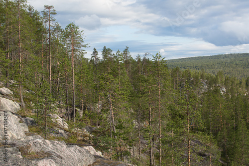 Rock canyon near by Porjus, Sweden, summer 