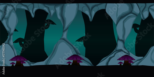 cave 2d game background tileable illustration design