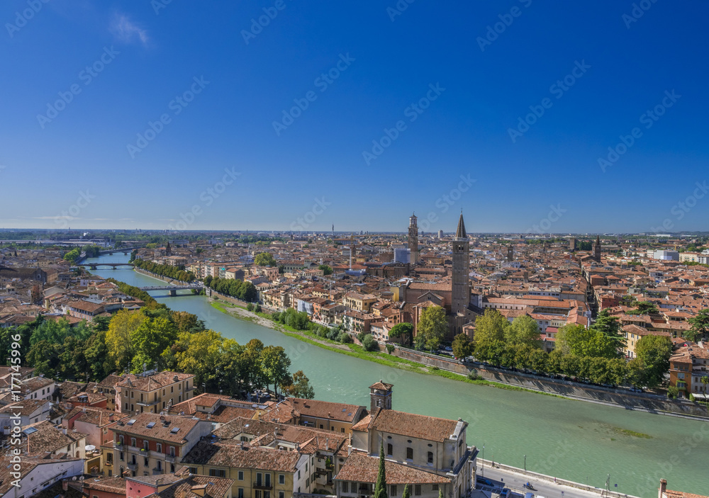 View of Verona and River Adige, Italy