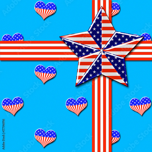 Template for American Holidays  3D Illustration  Beautiful background in the colors Red  White and Blue.