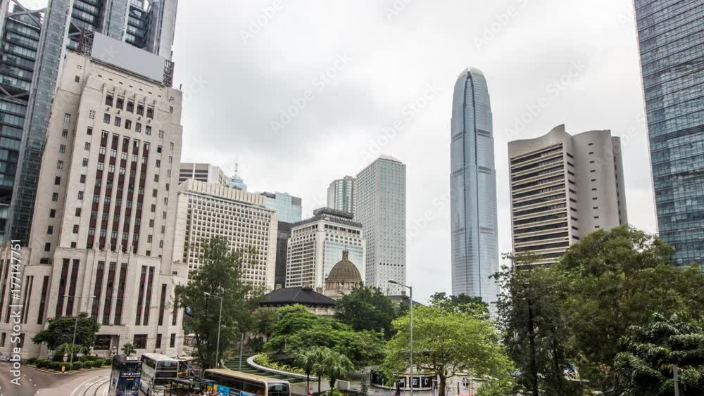 Time lapse motion of Hong Kong city and traffic of street Time lapse motion of Hong Kong city and traffic of street