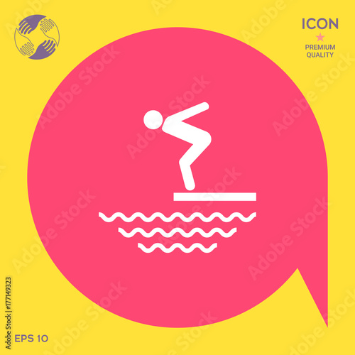 Swimmer on a springboard, Jumping into the water - icon