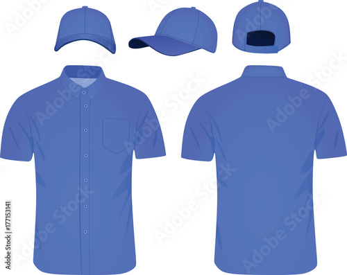 Blue shirt and baseball cap. vector illustration