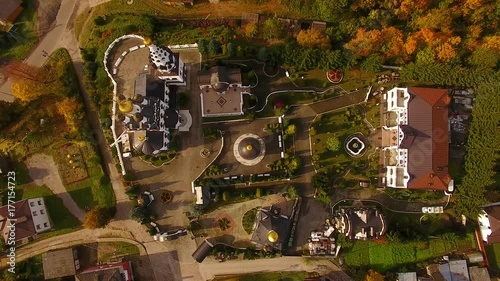 Aerial view of the Temple of Faith, Hope and Charity and their mother Sophia in Bagrationovsk, Russia, autumn time photo