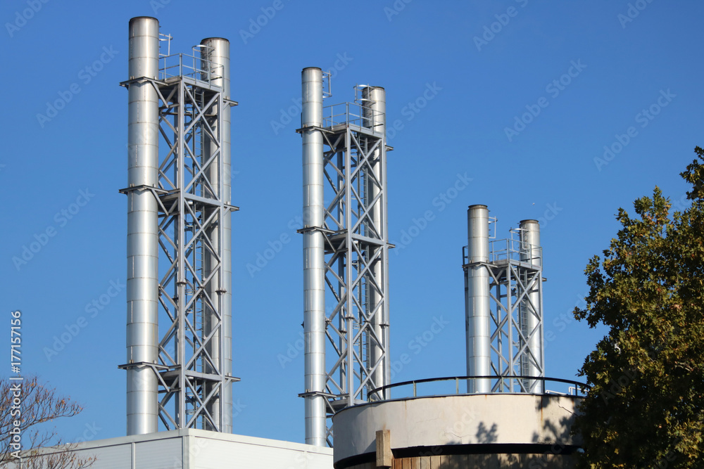 Fototapeta premium smokestacks with blue sky background