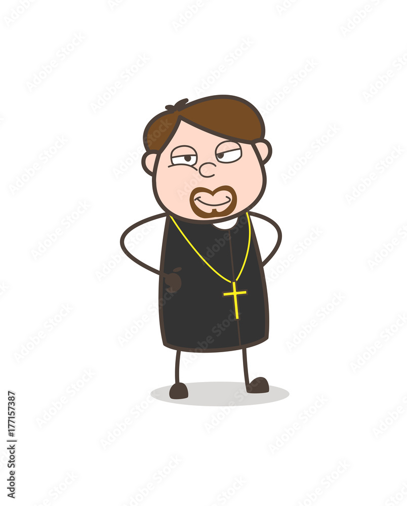 Smirking Priest Face Vector Illustration