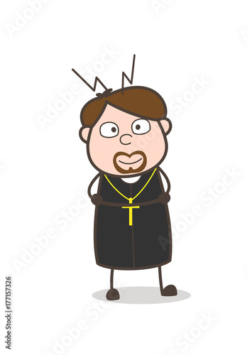 Surprised Adult Priest Face Expression Vector