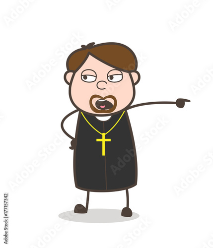 Angry Priest Shouting Face Vector