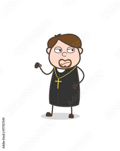 Unhappy Priest Character Face Expression