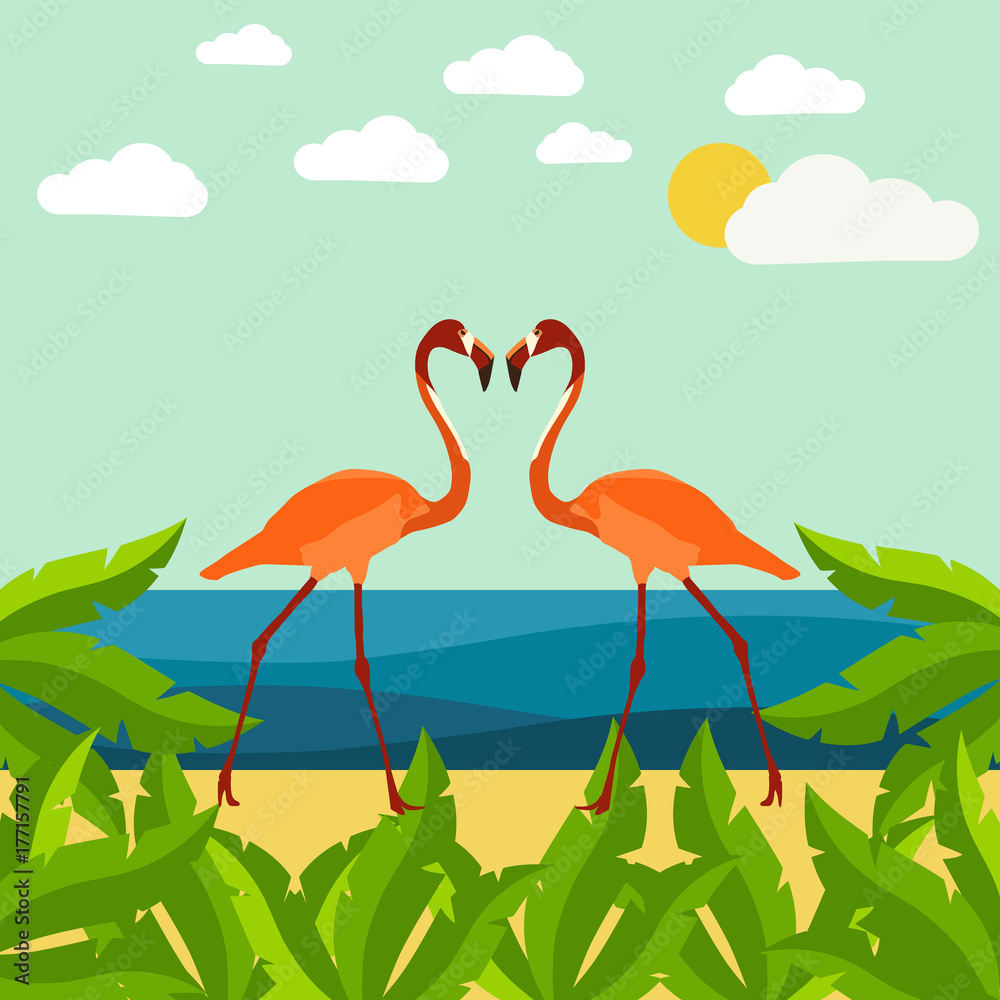 Obraz premium illustration beautiful flamingo