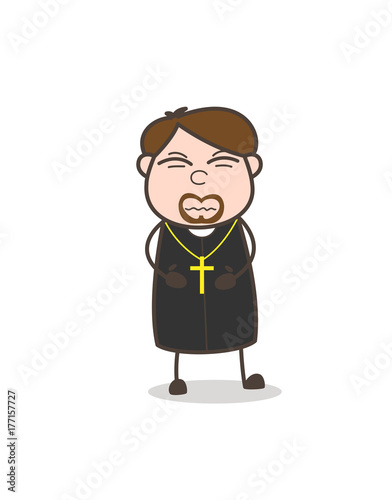 Cartoon Priest Confounded Face Expression