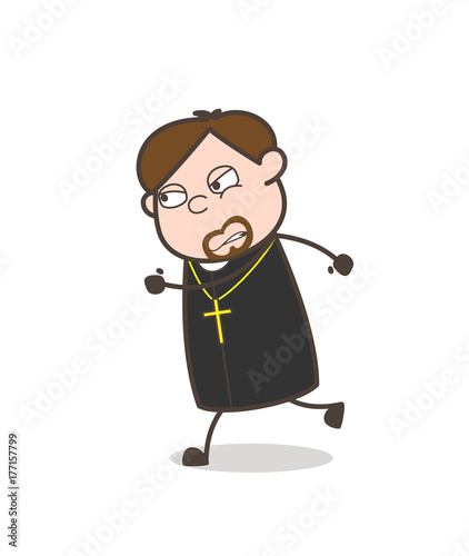 Cunning Priest Running Pose Vector