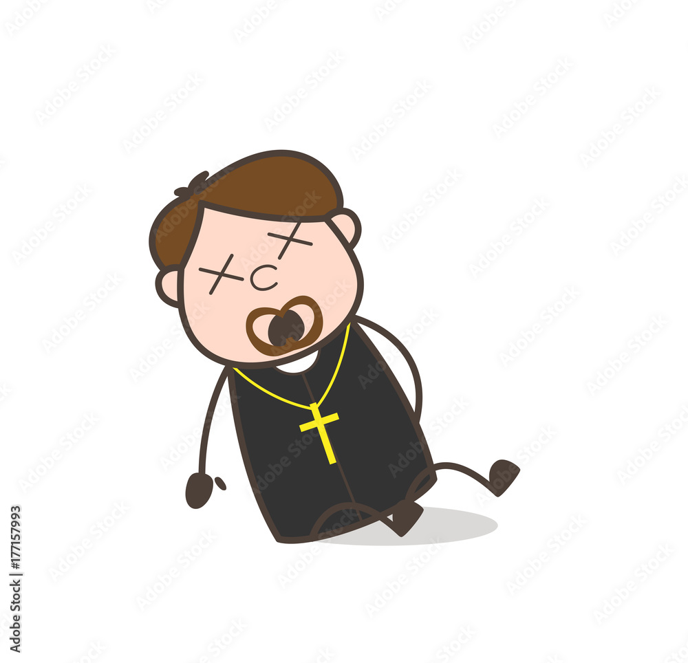 Old Priest Dizzy-Face Vector