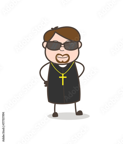 Modern Priest with Black Goggle Vector
