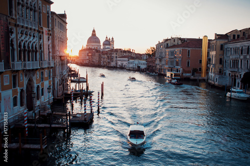 Sunset of Accademia's bridge. Venice, Italy. Panorama Of The Grand Canal © Ulia Koltyrina