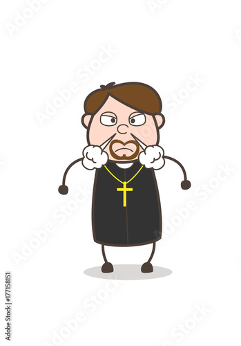 Aggressive Priest Face Expression Vector