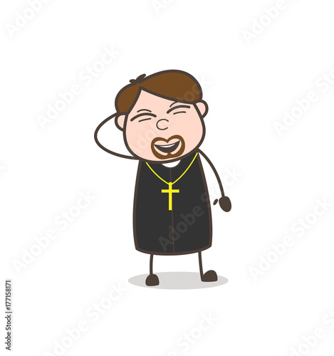 Joyful Priest Laughing Expression Vector