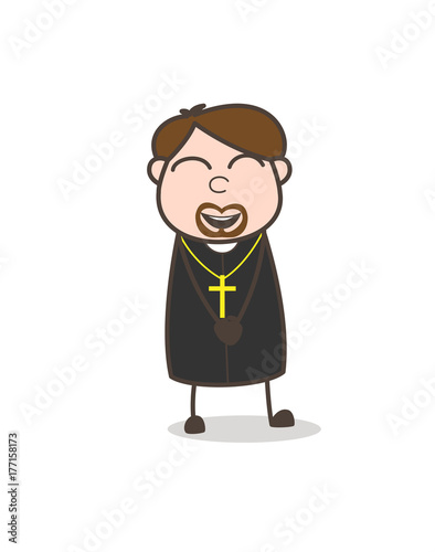 Laughing Priest Character Vector