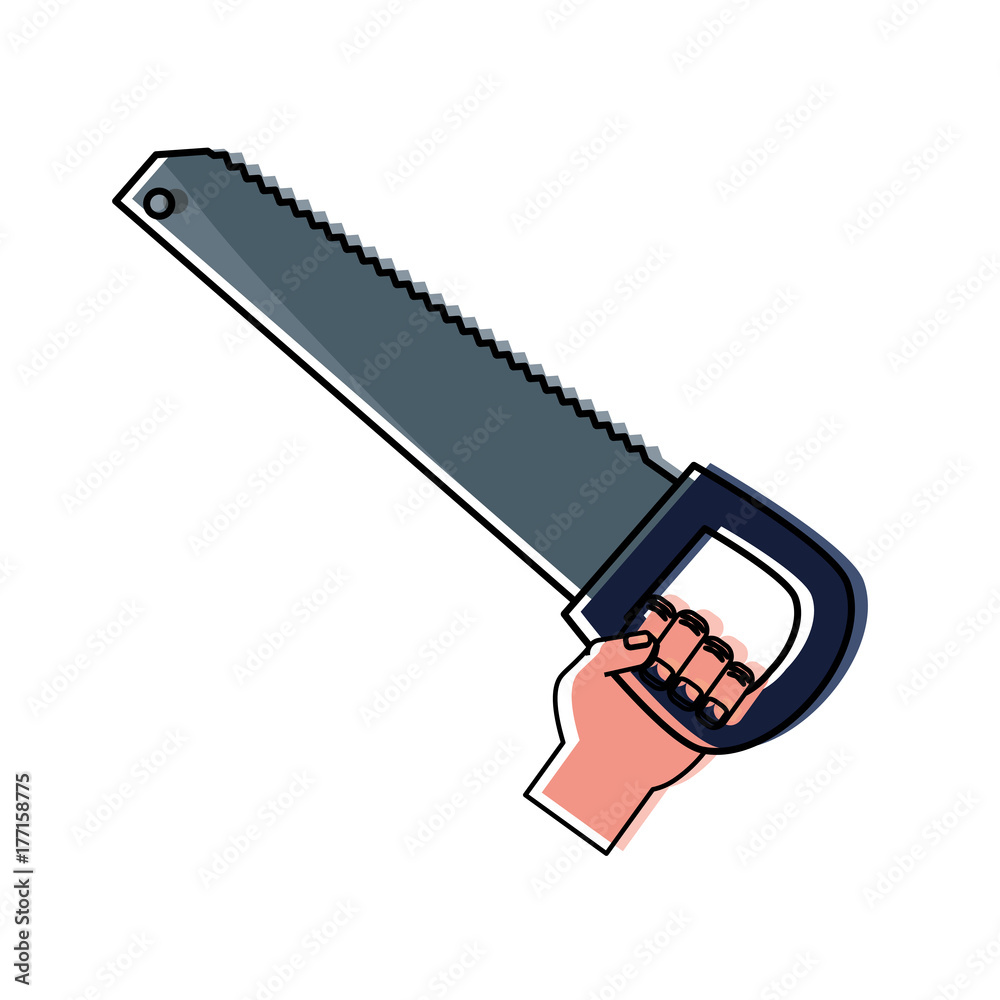 hand with saw vector illustration hand with saw vector illustration